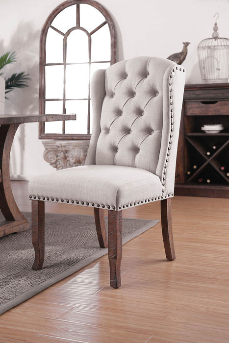 Gianna - Wingback Chair (Set of 2) - Rustic Oak /Ivory Sacramento Furniture Store Furniture store in Sacramento