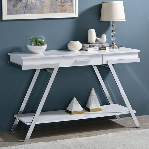 Titus - Sofa Table - White / Chrome Sacramento Furniture Store Furniture store in Sacramento