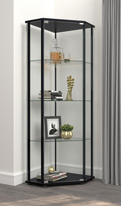 Zenobia - Glass Shelf Curio Cabinet - Clear And Black Sacramento Furniture Store Furniture store in Sacramento