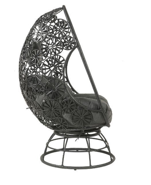 Hikre - Patio Lounge Chair - Clear Glass, Charcaol Fabric & Black Wicker Sacramento Furniture Store Furniture store in Sacramento