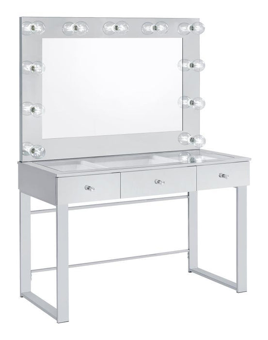 Umbridge - 3-Drawer Vanity With Lighting - Chrome And White Sacramento Furniture Store Furniture store in Sacramento