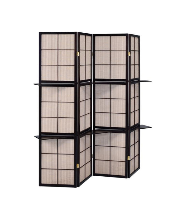 Iggy - 4-Panel Folding Screen With Removable Shelves Tan And - Cappuccino Sacramento Furniture Store Furniture store in Sacramento