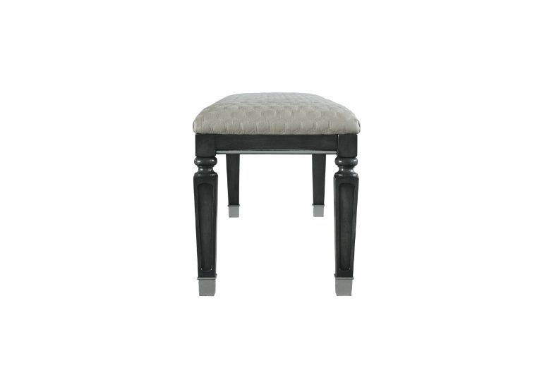 House - Beatrice Bench - Two Tone Beige Fabric, Charcoal Finish