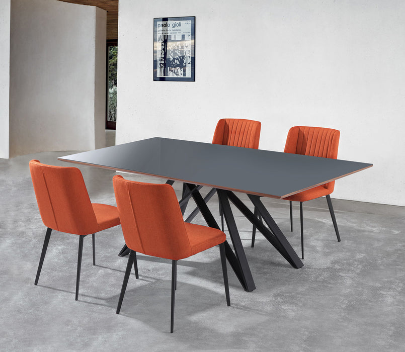 Urbino And Maine - Contemporary Glass 5 Piece Metal Dining Set - Gray