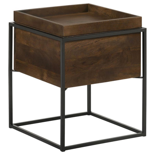 Ondrej - Square Accent Table With Removable Top Tray - Dark Brown And Gunmetal Sacramento Furniture Store Furniture store in Sacramento