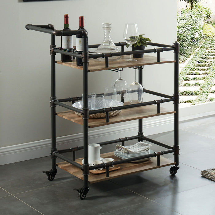 Aylmer - Serving Cart - Antique Black / Oak Sacramento Furniture Store Furniture store in Sacramento