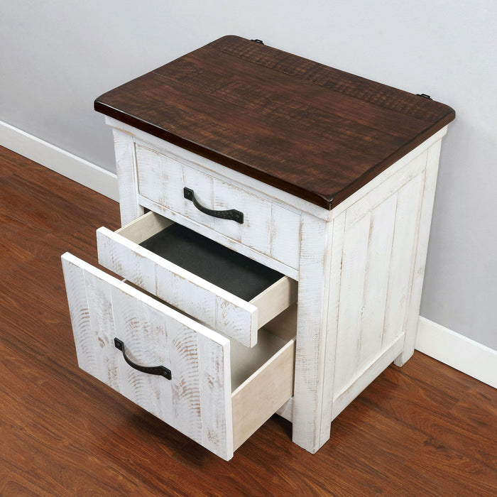 Alyson - Nightstand With USB Plug - Distressed White / Walnut Sacramento Furniture Store Furniture store in Sacramento