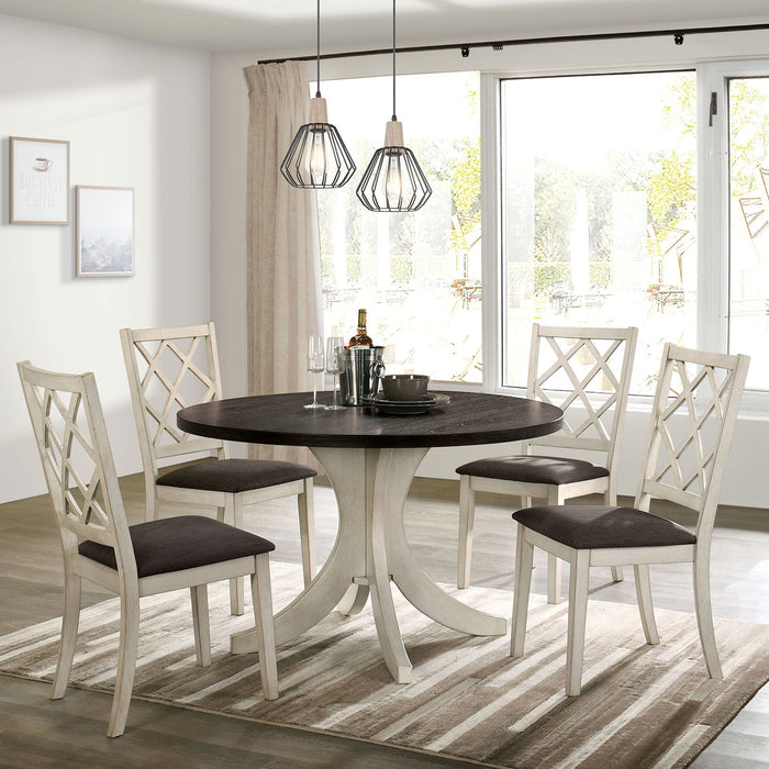 Haleigh - Round Dining Table - Antique White / Dark Walnut Sacramento Furniture Store Furniture store in Sacramento