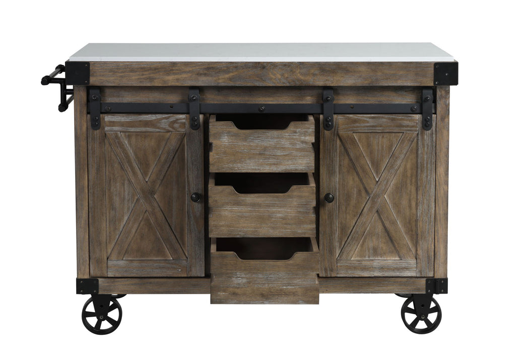 Alforvott - Serving Cart - Marble & Weathered Gray Finish