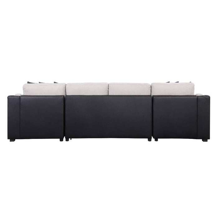 Merill - Sectional Sofa - Beige Fabric & Black PU Sacramento Furniture Store Furniture store in Sacramento