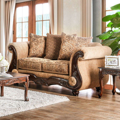 Nicanor - Loveseat - Tan / Gold Sacramento Furniture Store Furniture store in Sacramento