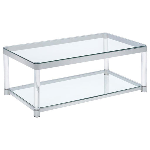 Anne - Coffee Table With Lower Shelf - Chrome And Clear Sacramento Furniture Store Furniture store in Sacramento