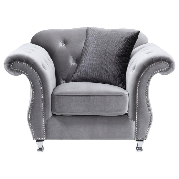 Frostine - Button Tufted Chair - Silver Sacramento Furniture Store Furniture store in Sacramento