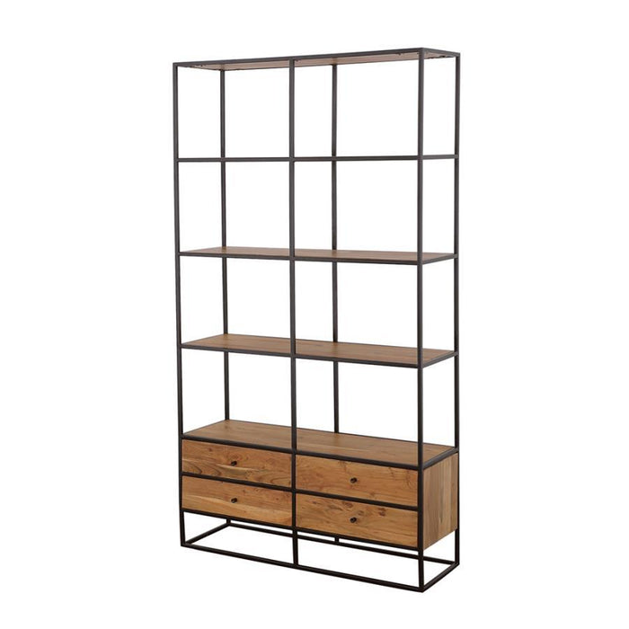 Belcroft - 4-Drawer Etagere - Natural Acacia And Black Sacramento Furniture Store Furniture store in Sacramento