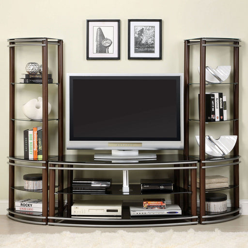 Silver Creek - TV Console - Brown / Silver Sacramento Furniture Store Furniture store in Sacramento