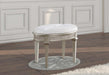 Evangeline - Oval Vanity Stool With Faux Diamond Trim - Silver And Ivory Sacramento Furniture Store Furniture store in Sacramento