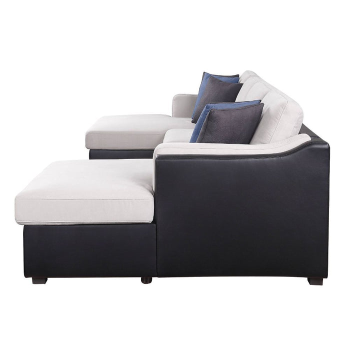 Merill - Sectional Sofa - Beige Fabric & Black PU Sacramento Furniture Store Furniture store in Sacramento