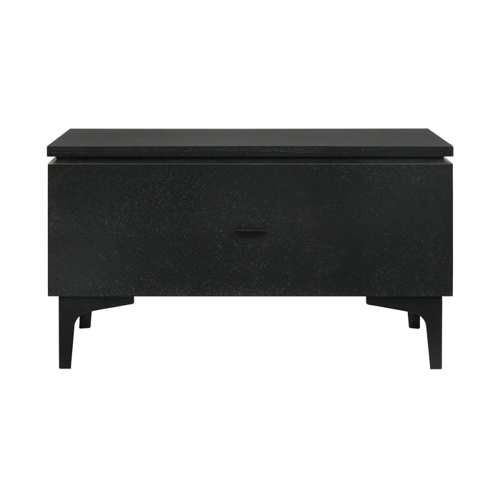 Legend - Veneer 1 Drawer Nightstand With Metal Legs - Black Glaze Ash